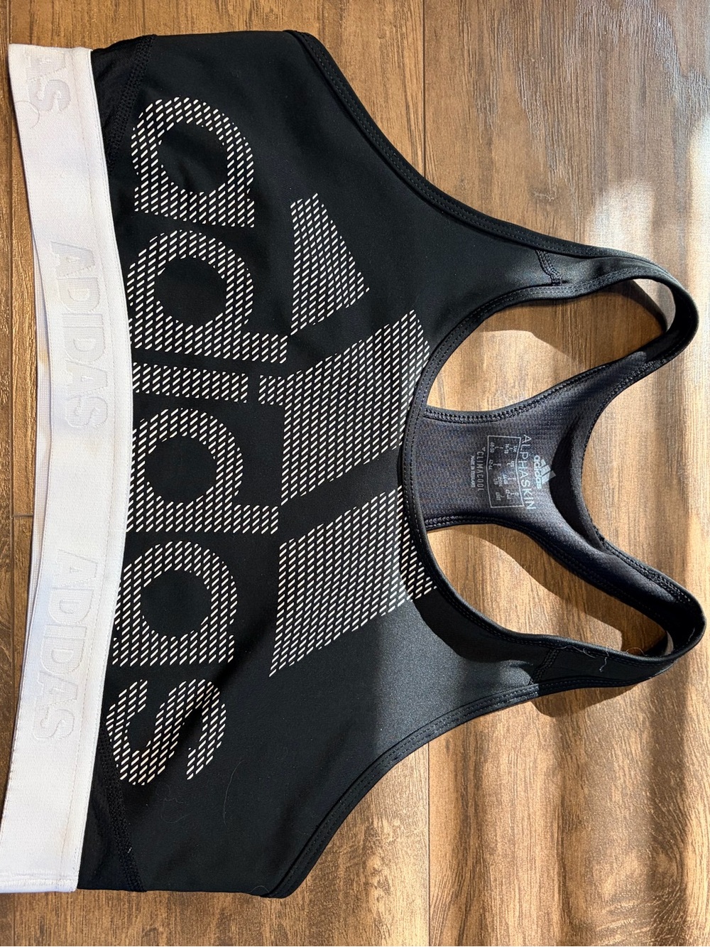 adidas Black and White Logo sports bra